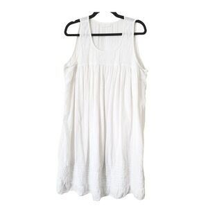 Shabby Chic White Cotton Embroidered Sleeveless Nightgown Cottagecore Romantic